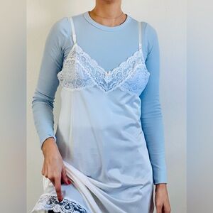 NEW Vintage Vassarette Ivory Nylon Lace Full Slip Dress 38 M/L